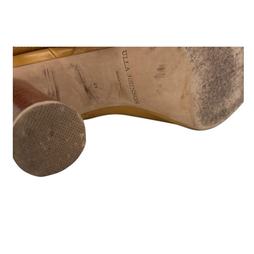 Ulla Johnson Knee High Boots 9.5M Mustard Yellow/Camel Suede Leather Block Heel - Picture 10 of 10